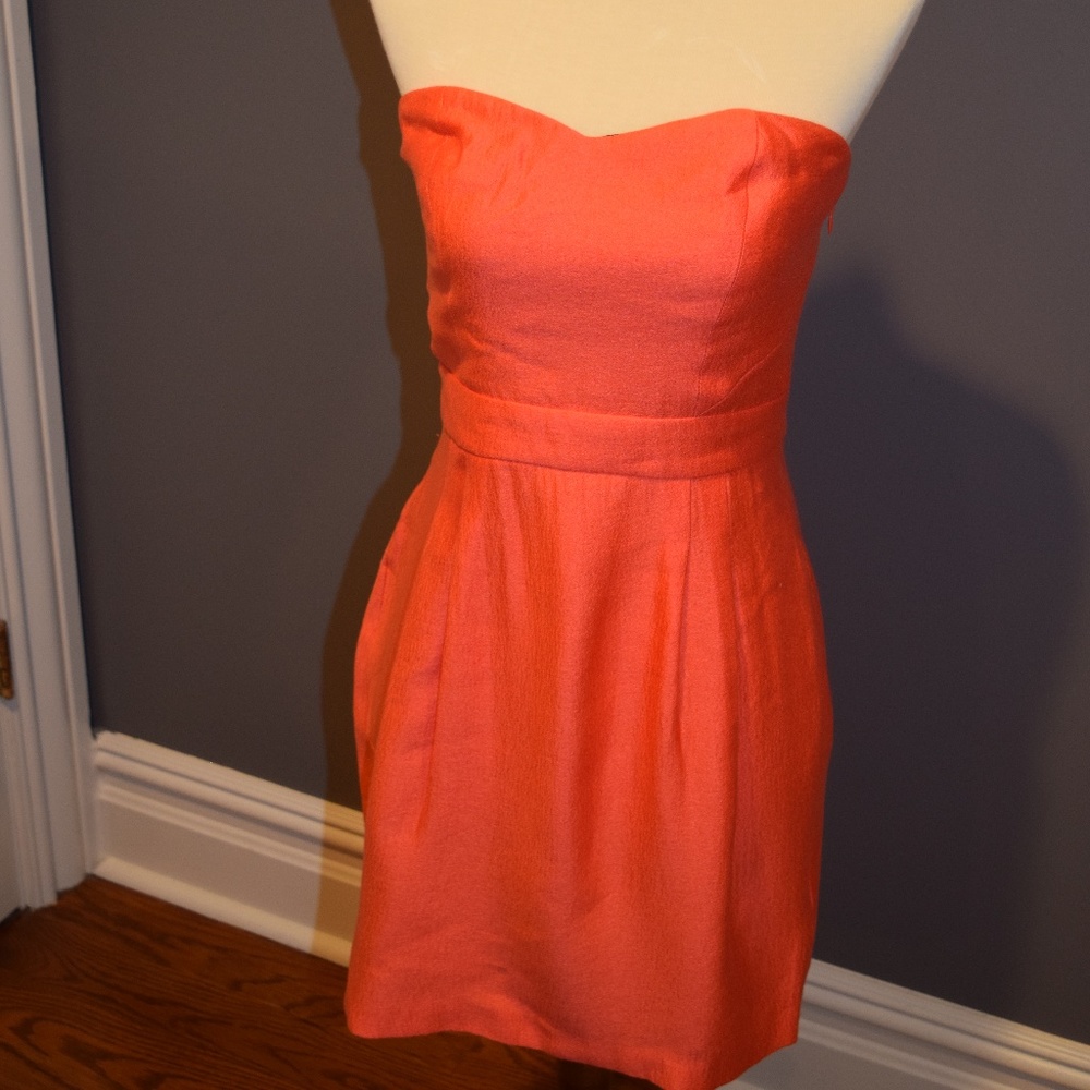 Bright Orange Strapless Dress